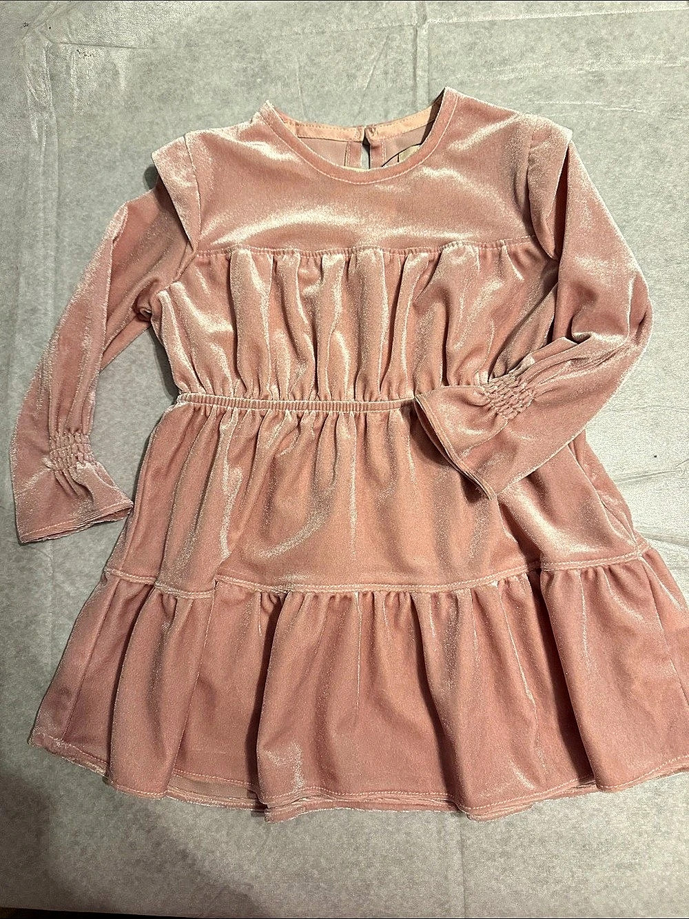 Vignette Eliana Tiered Dress in Rose Velvet, 3-6M NWT